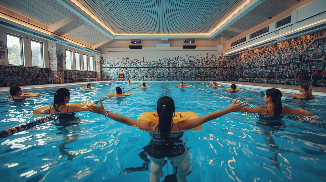 Piscina cubierta con programa de aqua fitness